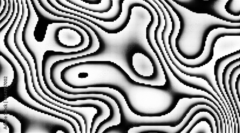 Poster monochrome gradient halftone dots background. vector illustration. big wave