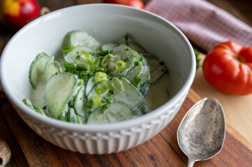 Cucumber salad with delicious yogurt sauce