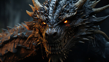 Terrorific recreation of a menacing dragon looking. Illustration AI