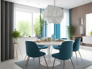 modern living room with table and chairs