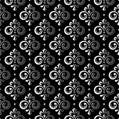 Fototapeta na wymiar Wallpaper in the style of Baroque. Seamless vector background. White and black floral ornament. Graphic pattern for fabric, wallpaper, packaging. Ornate Damask flower ornament