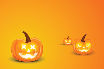 Halloween night background, Happy Halloween,  with pumpkin , illustration.