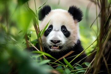 Fototapeta premium Close Up of Panda Bear in Grass