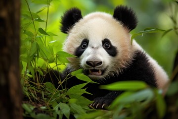Fototapeta premium Close Up of Panda Bear in Tree