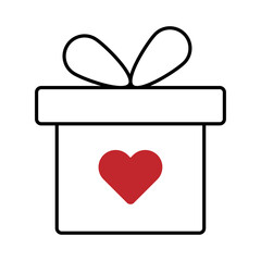 Gift box with red heart icon. Design can use for web and mobile app. Vector illustration