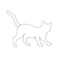 Continuous one line cat pet drawing out line vector illustration design