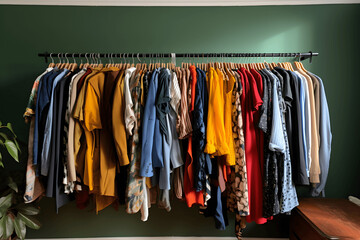 Colorful Clothing rack, clothes, interior design