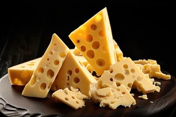 Cheese on Wooden Plate