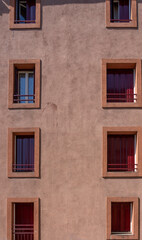 Fototapeta premium Nancy, France - 09 02 2023: View of the facade of a typical house sheltering .