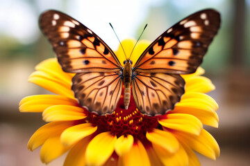 a butterfly landed on a flower