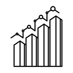 Simple outline of profit or price bar chart vector icon. Black line drawing or cartoon illustration of business scheme on white background. Finances, business, analytics concept