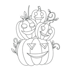 Halloween Pumpkin Outline Illustration for Coloring Book 