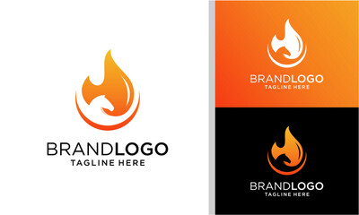 Horse Fire logo designs concept, Fast horse logo template,