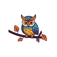 owl flat design isolated on transparent background. halloween design concept, generative ai