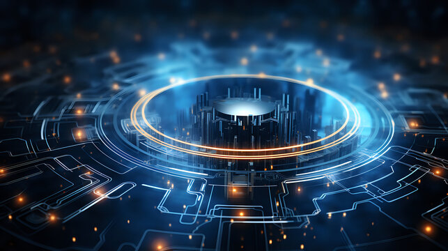 neon holographic digital input, digital world cyber security, information alien futuristic innovation background - Powered by Adobe