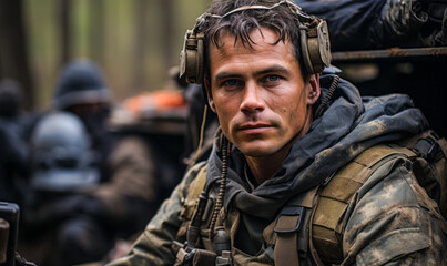 Fototapeta premium Shielded Warriors: Day in the Life of an Armored Assault Crew Member.