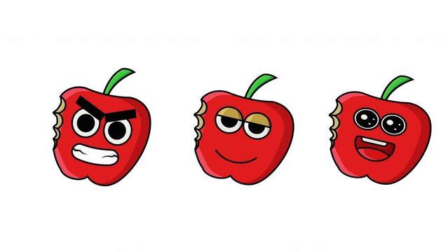 animated video of apple emoticons with various expressions