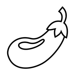 Simple outline of fresh eggplant vector icon. Black line drawing or cartoon illustration of ripe vegetable isolated on white background. Healthy food, harvest or agriculture concept