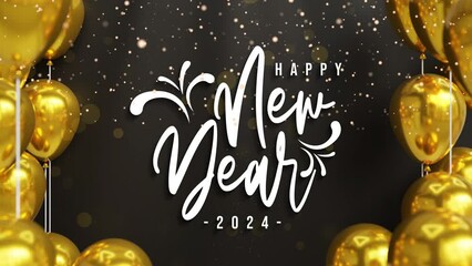 happy new year 2024 text animation - Powered by Adobe
