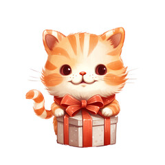 Christmas Orange cat Clipart