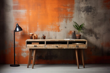 minimal working table in color Rustic Orange