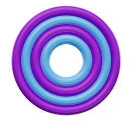 Round shape on blue and purple on transparent background in 3d render cartoon illustration