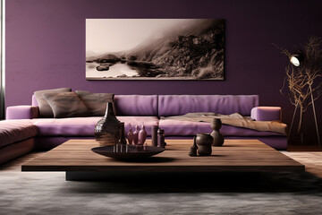 minimal living room table in color Mystic Purple