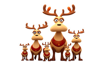 Obraz na płótnie Canvas 3d cartoon reindeer family in funny style isolated PNG