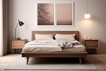 minimal bedroom table in color Warm Palette