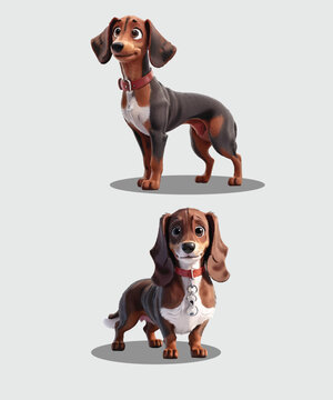 Dachshund Dog 3D Animation Vector Design