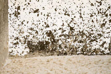 abstract nature background sea foam flying in the wind during a winter storm concept weather and seasons