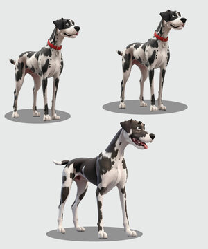 Great Dane Dog 3D Animation Vector Design
