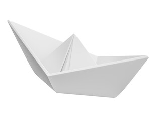 Paper boat in on transparent background in 3d rendering