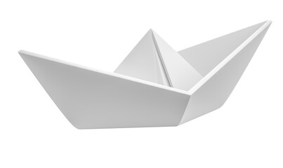 Paper boat in on transparent background in 3d rendering