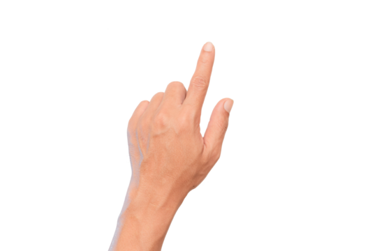 man hand point finger at the target - business targeting, aiming, focus concept. white background, isolate.