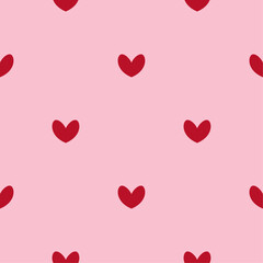 Seamless pattern of red hearts. Love concept. Design for packaging and backgrounds, Valentine's day holiday backdrop texture, romantic wedding design.
