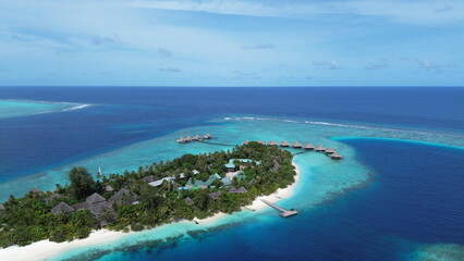 Fototapeta na wymiar Maldives. The landscape of the prestigious island resort.