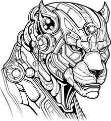Robot Animal Universe. Coloring books for children and adults as well as tattoo sketches. 