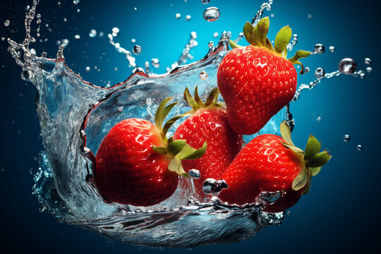 Close up macro view picture of fresh sweet tasty summer strawberries made with generative ai technology