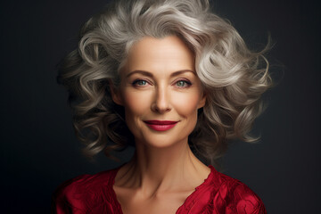 Fototapeta premium Generative Ai illustration of aged charming woman model amazing appearance