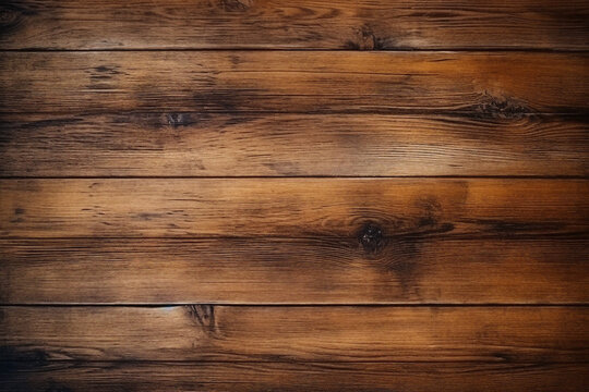 Dark brown wooden plank background wallpaper Generative AI picture