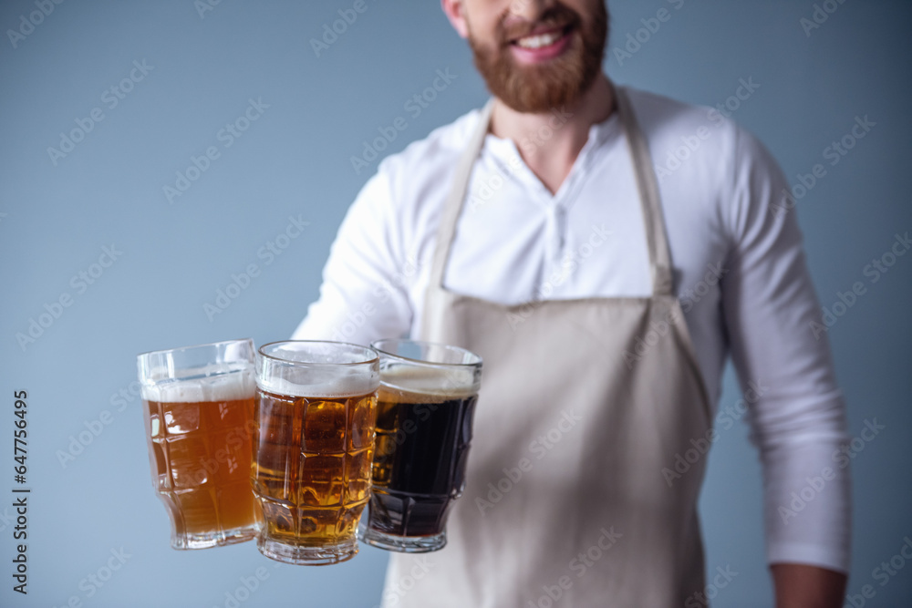 Canvas Prints handsome bearded waiter