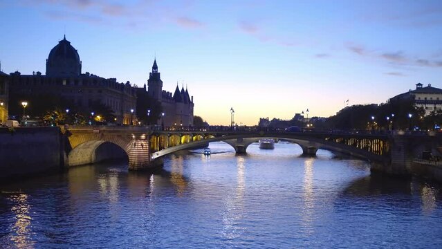 Evening view over River Seine in Paris - travel photography