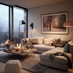 cozy modern livingroom with nice decorations