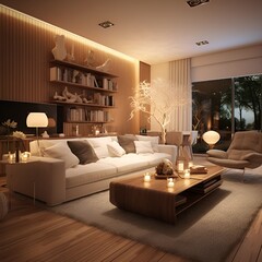 cozy modern livingroom with nice decorations