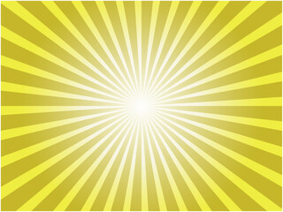 Obraz premium 鮮やかな光を放つ太陽光線風の集中線背景_イエロー