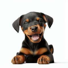 Fototapeta premium Delightful Baby Doberman Smile, Generative AI
