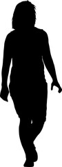 Silhouette of a walking girl on a white background