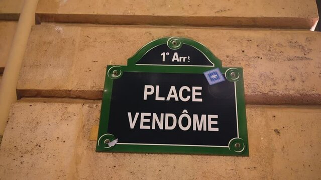 Vendome Square Street sign in Paris - travel photography