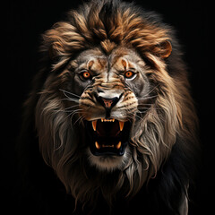 Naklejka premium A powerful lion the beast symbolizing the Babylonian empire in the book of Daniel in the Bible Generative AI Illustration